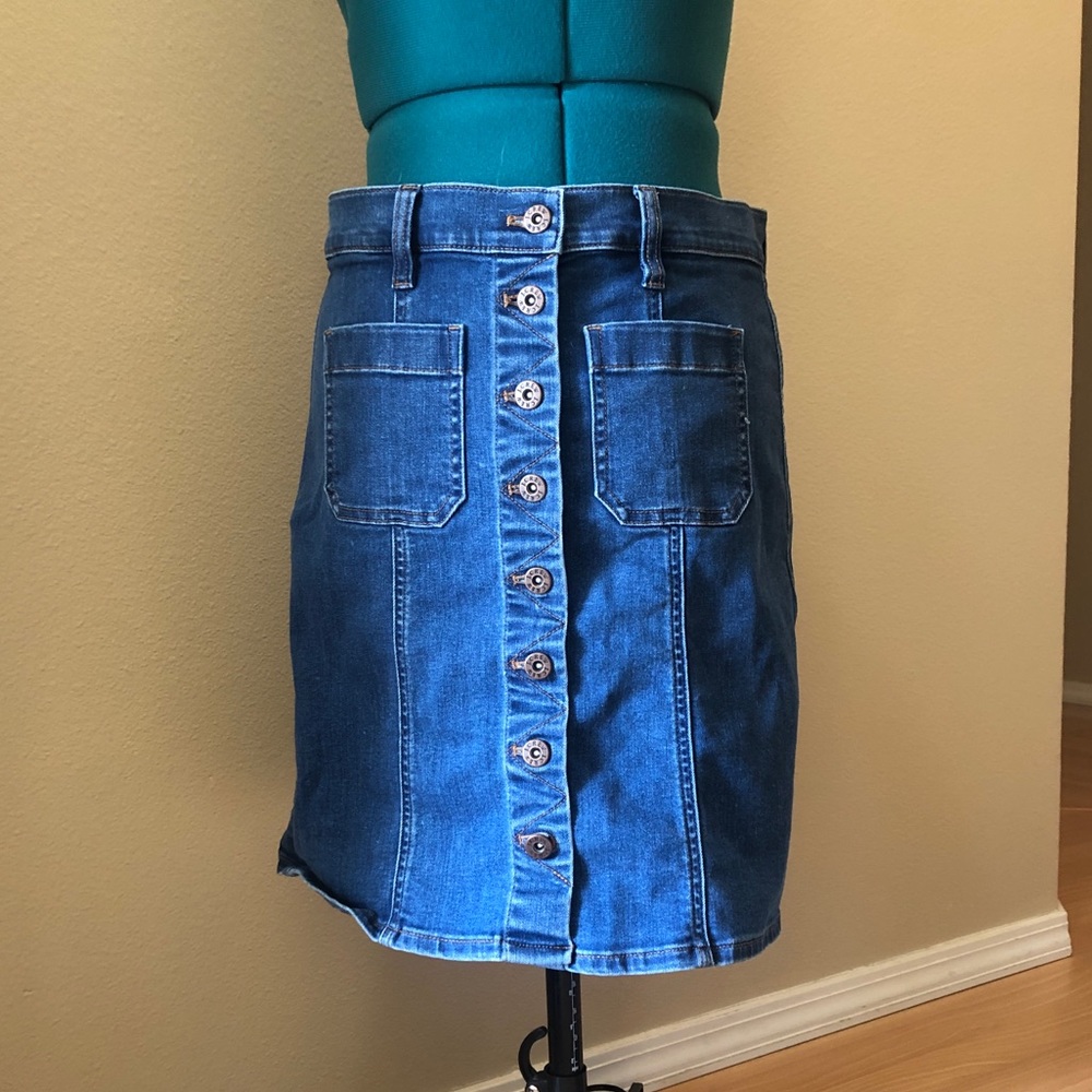 J. Crew Button Down Stretch Denim Skirt